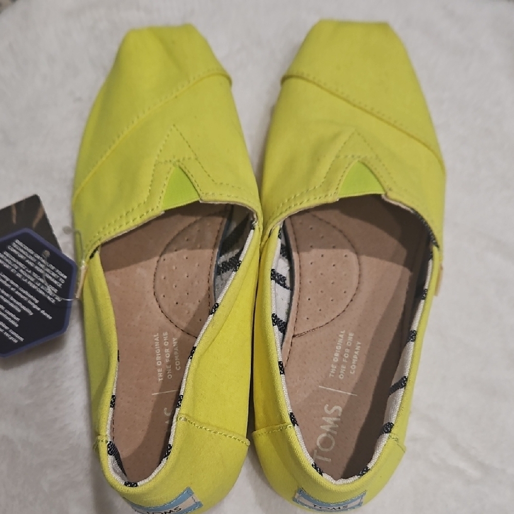 TOMS Yellow Canvas Slip-On Shoes